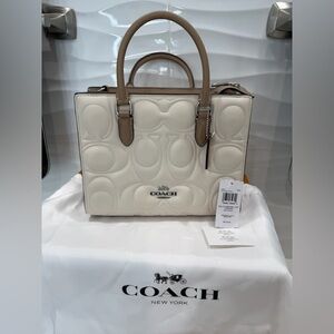 Coach White and Tan Satchel Bag & matching wallet